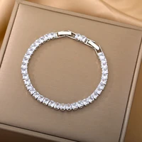 bracelets for women simple luxury square zircon bangle chain wedding girls gift wholesale jewelry