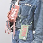 Оригинальный силиконовый чехол с ремешком для iPhone 12, 11 Pro Max, 7, 8 Plus, 10, X, XR, XS, SE 2020, с именем на заказ