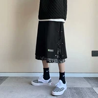 cashew flower breasted shorts summer hip hop street fashion brand loose stitching fake two piece casual five point pants