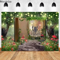 mocsicka spring forest photography background castle stairs book decoration studio props child portrait photo backdrop banner