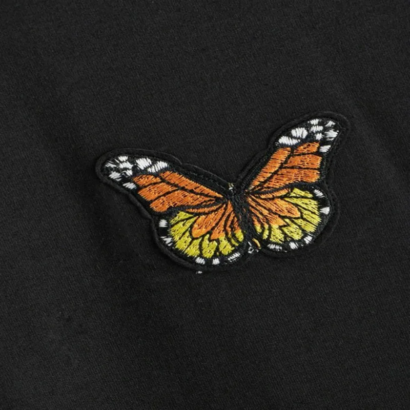 Instagram Sweatshirt Embroidery Hoodies Chile Fashion 2021 Cotton Comfy Pullover Harajuku Butterfly Sweat-shirts Free Shipping | Женская