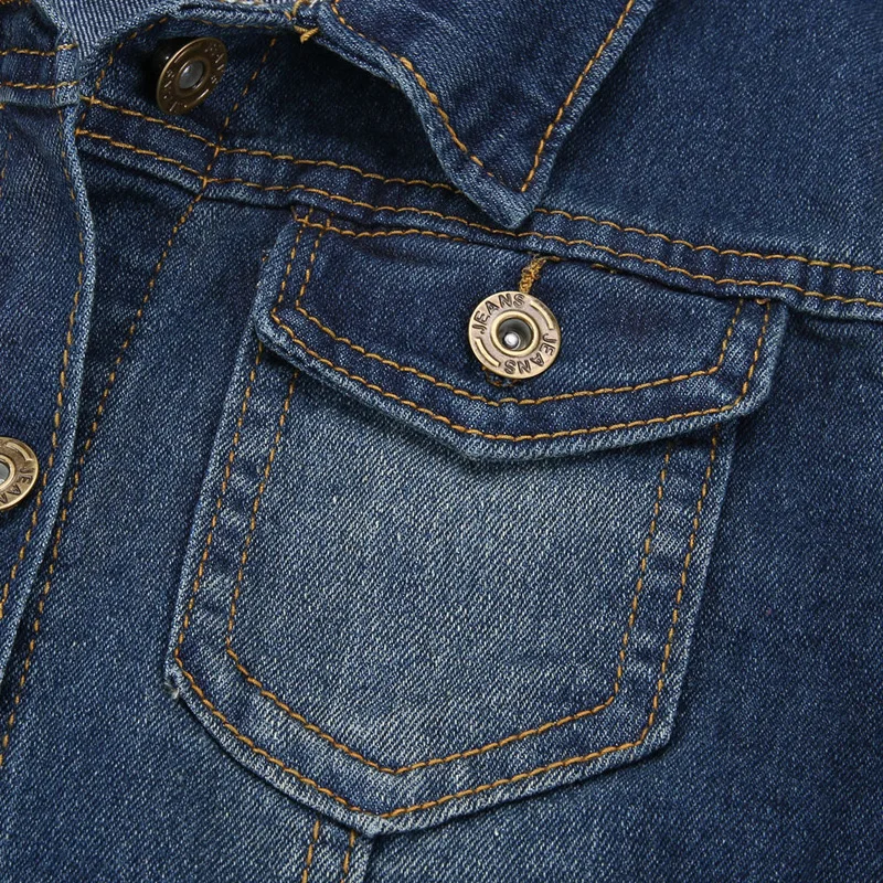 Женская джинсовая одежда с лацканами облегающая Повседневная Верхняя синее