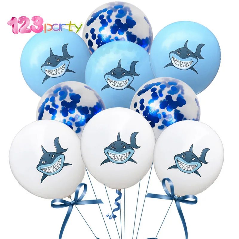 123 вечерние 10 шт. Angry Birds с изображением акулы из латекса воздушный шар