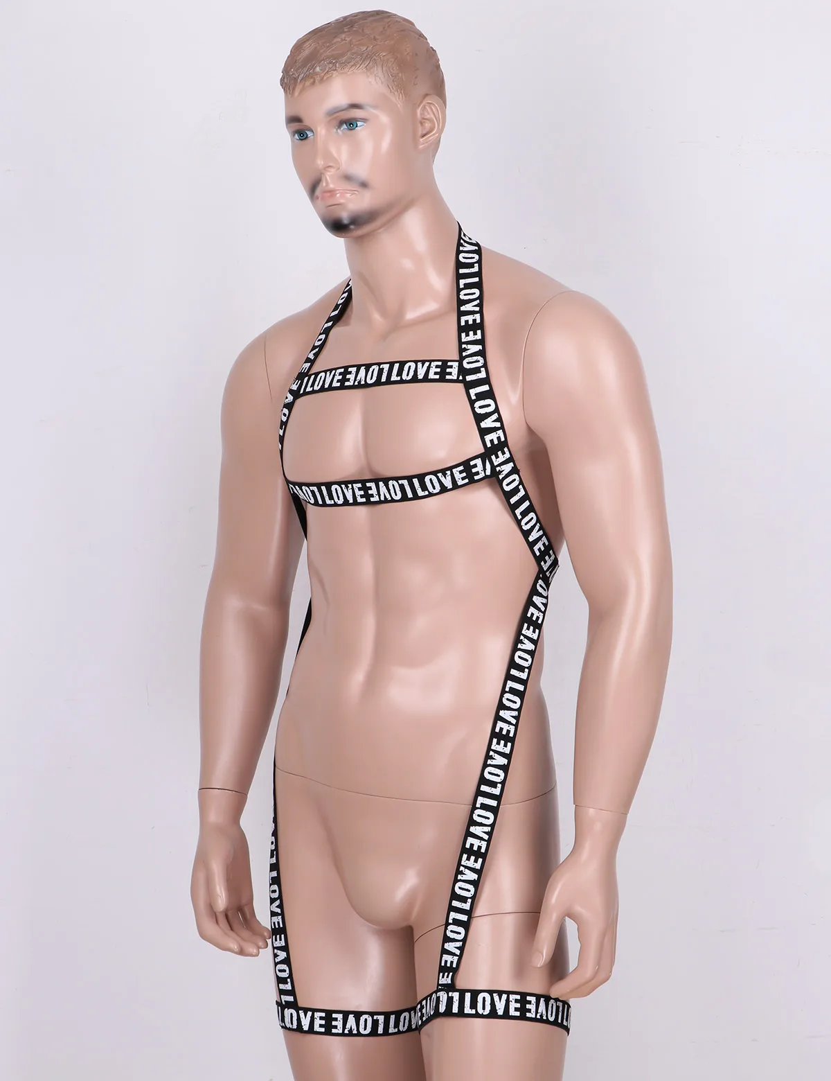 Мужской бандажный ремень с буквенным принтом лямка через шею эластичный