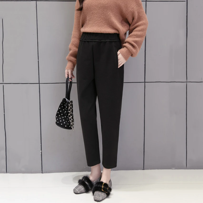 

Wavsiyier Thick Winter Korean Solid Straight 2020 Autumn Fashion Pant Harem Loose Trousers Women High Waist Casual Wide Leg