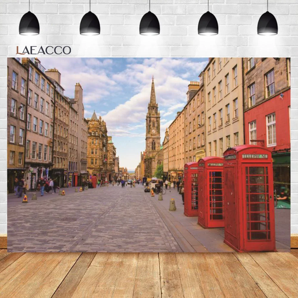 

Фон Laeacco для детской фотосъемки с изображением Лондонской винтажной улицы