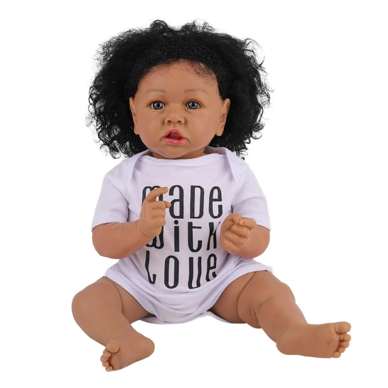 

23inch Baby Play Doll Washable African Girl Doll Realistic Newborn Doll