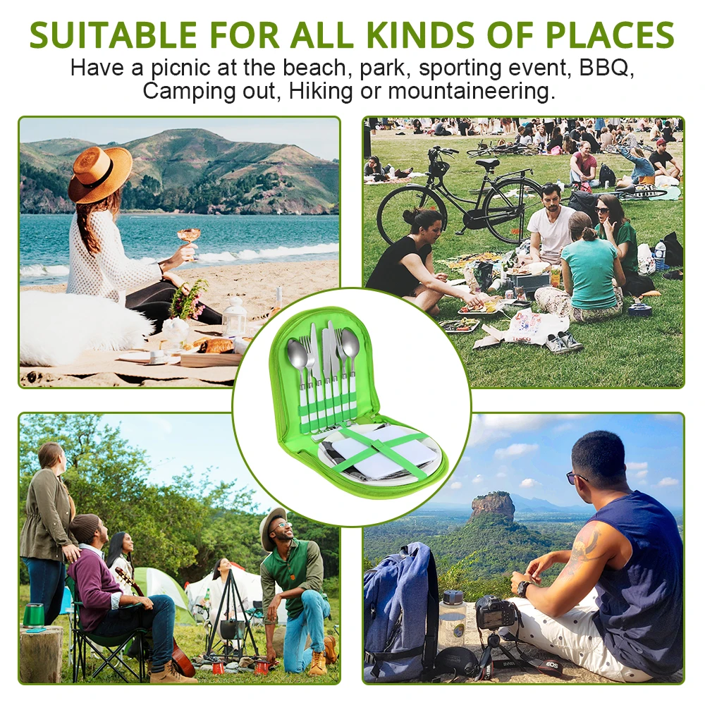 Набор посуды для кемпинга столовая посуда из нержавеющей стали ложка открывалка