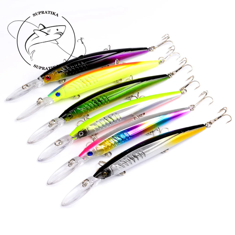 

6 шт. гольян ABS пластик жесткая приманка 152 мм 12,5 г с 3 крючками снасти 3D глаза морской воблер Рыбалка погружение 3,2 м искусственная бионическа...