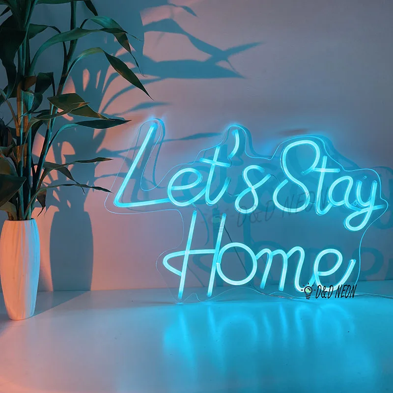 Let's Stay Home, Home Wall Decoration,Neon light, Neon Sign Bedroom,Living Room Kitchen Decor,Led Neon Art