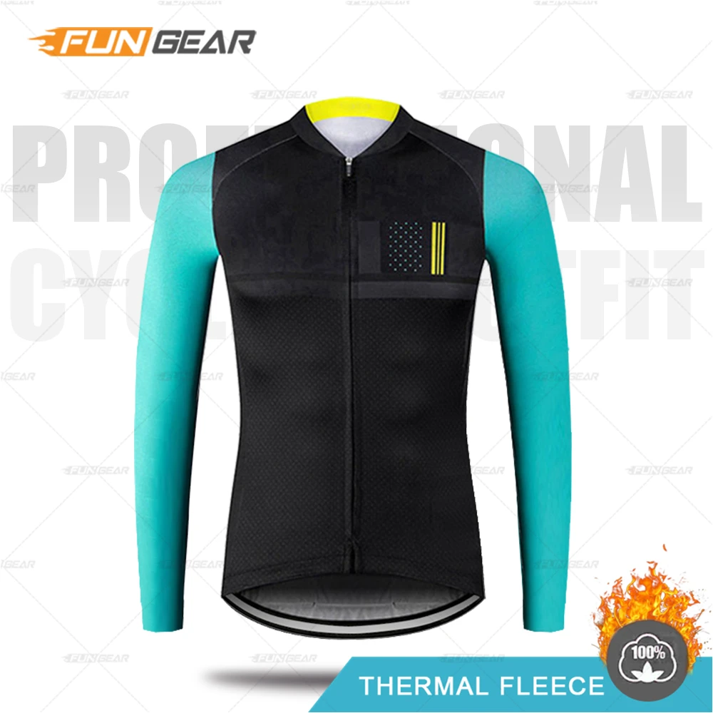 JERSEYS Зимняя одежда для велоспорта для мужчин, комплект из Джерси, Теплая Флисовая одежда с длинными рукавами, одежда для холодной защиты, сохраняющая тепло, Профессиональная форма для езды на велосипеде - Цвет: JERSEYS