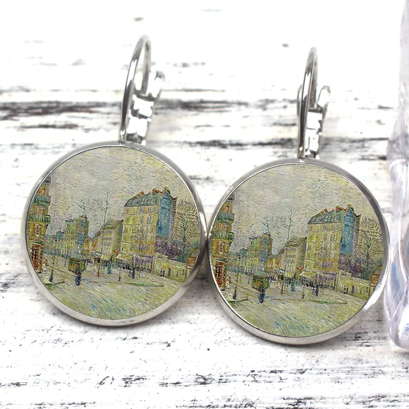 Серьги с изображением Ван Гога в стиле ретро Висячие круглые украшения