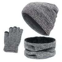 winter beanie hat scarf set for women men knitted outdoor warm scarf hat fashion beanies cap scarf touch screen gloves sets 2021