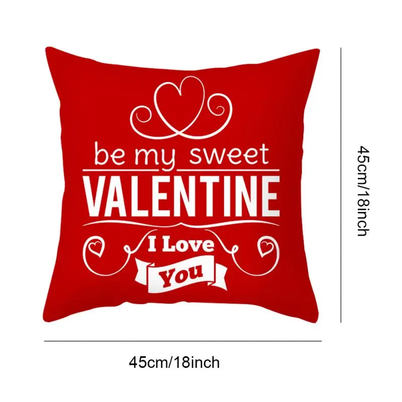 

4pcs Sweet Heart Cushions Cover Home Decor Pillowcases Cotton Linen Warm Love Valentines Day Decorative Throw Pillow Case #5