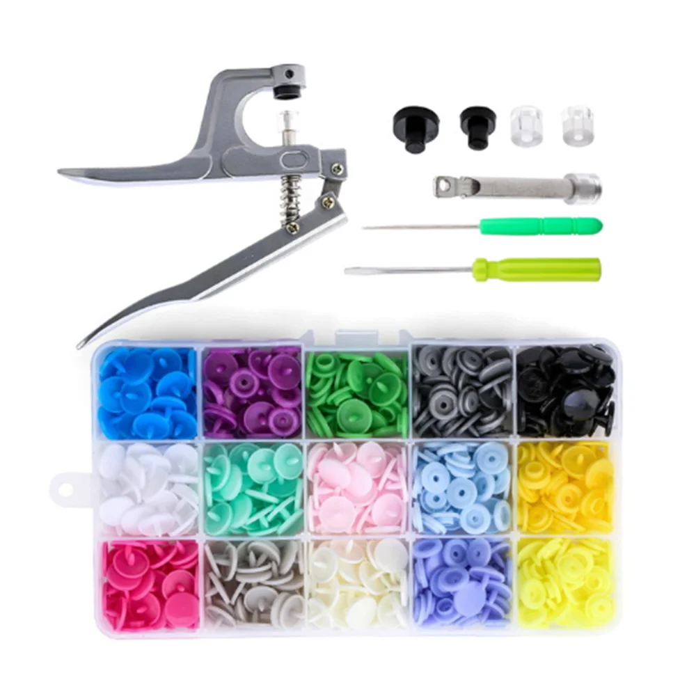 

1 Set T5 Snap Buttons Plastic Clips Snaps Pliers Tool Kits Press Stud Fasteners Family Handmade Nailing DIY Clothing Accessories