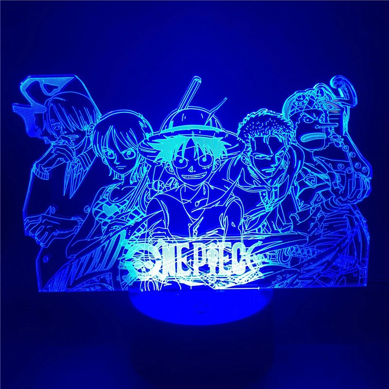 Цельнокроеный ночник Luffy Sanji Zoro Nami 3D светодиодсветодиодный иллюзионная