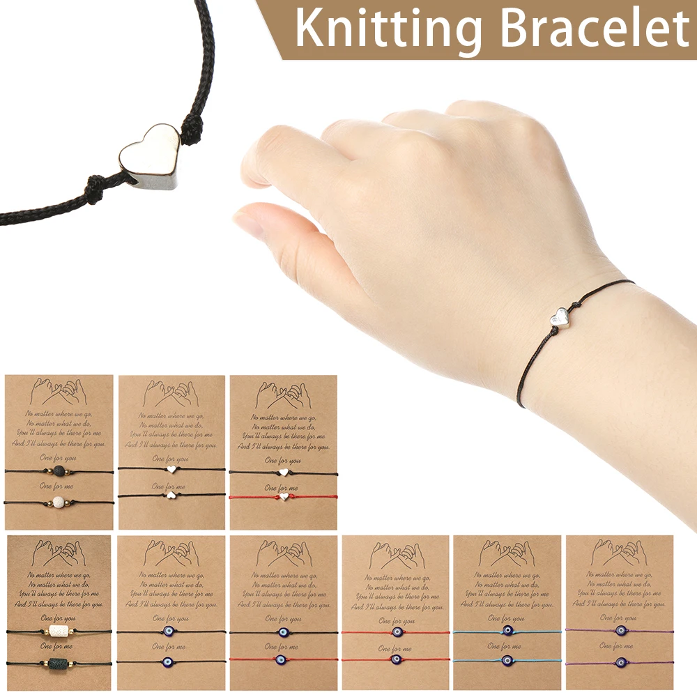 2 шт. розовый браслет с помизой, вязаный браслет с надписью I Love You, кодовый браслет с мхом, регулируемый браслет с бусинами для пары, ножной браслет для декорации ручной работы