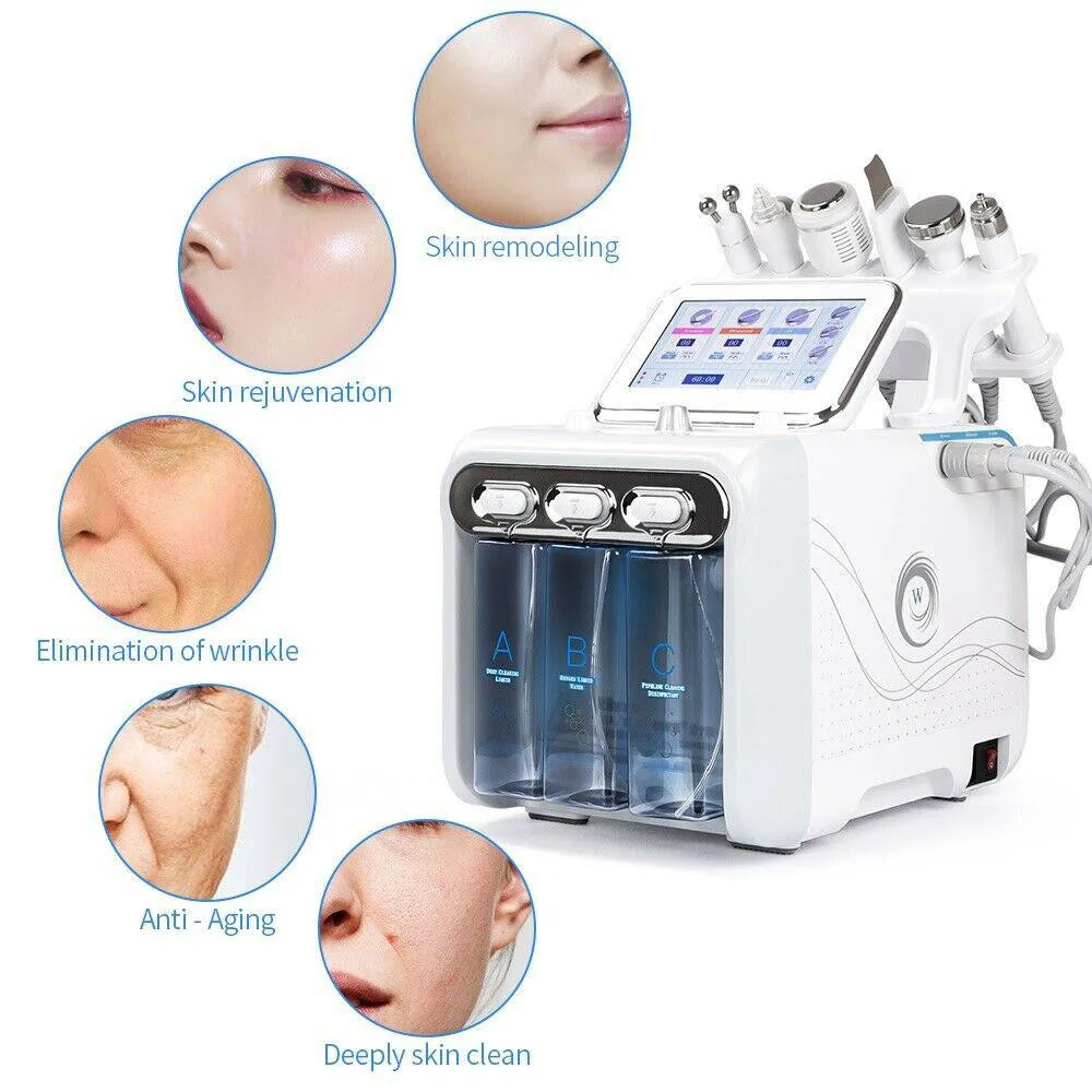 

6 in1 H2-O2 Hydra Dermabrasion Peeling RF lifting Spa Facial Hydro Water Microdermabrasion Facial Machine Cold Hammer Salon