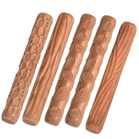 wood hand rollers for clay stamp clay pattern roller ceramic tools carved texture printing mud rolling embossed pattern
