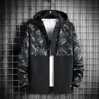 mens fashion camouflage stitching hooded jacket spring and autumn 2020 new street trend casual top wind breaker jacket men
