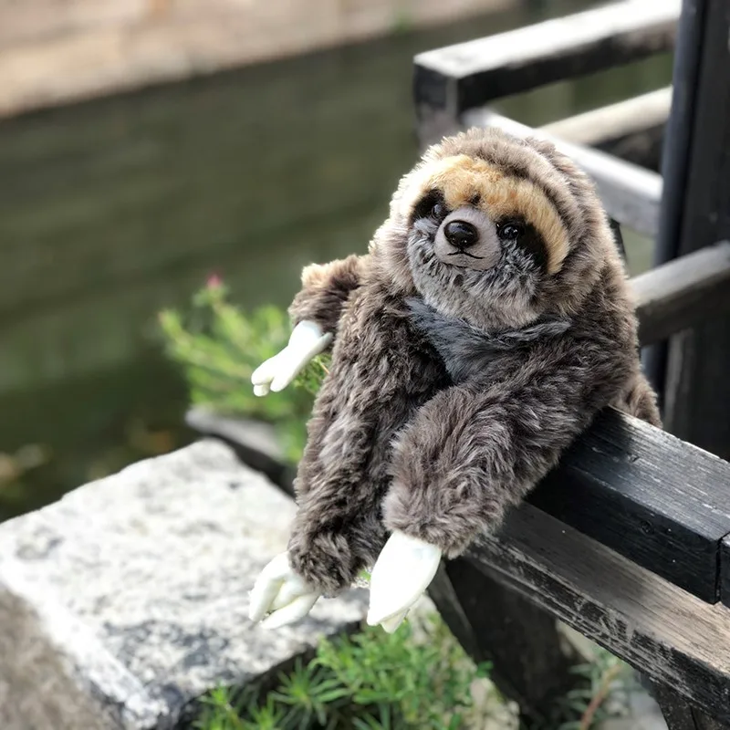 Stuffed Toy Three Toed Cuddly Lying Animals Lifelike Soft Plush Sloth Critters Real Life toy children kids gift |