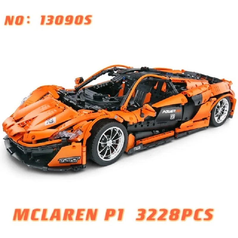 MOC высокотехнологичная серия 13090S P1 оранжевый супер автомобиль гоночная модель