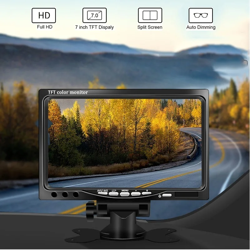 Автомобильный видеорегистратор экран 7 дюймов HD 1024x600P IPS AHD 2 канала камера для