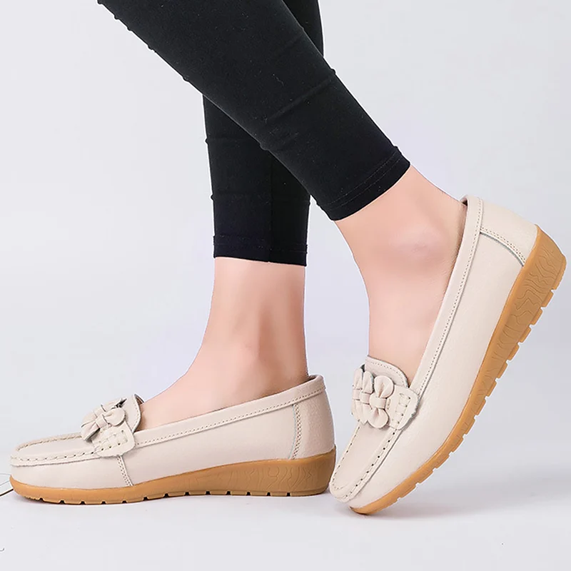 Обувь на плоской подошве Женские лоферы с бантом Повседневная обувь из