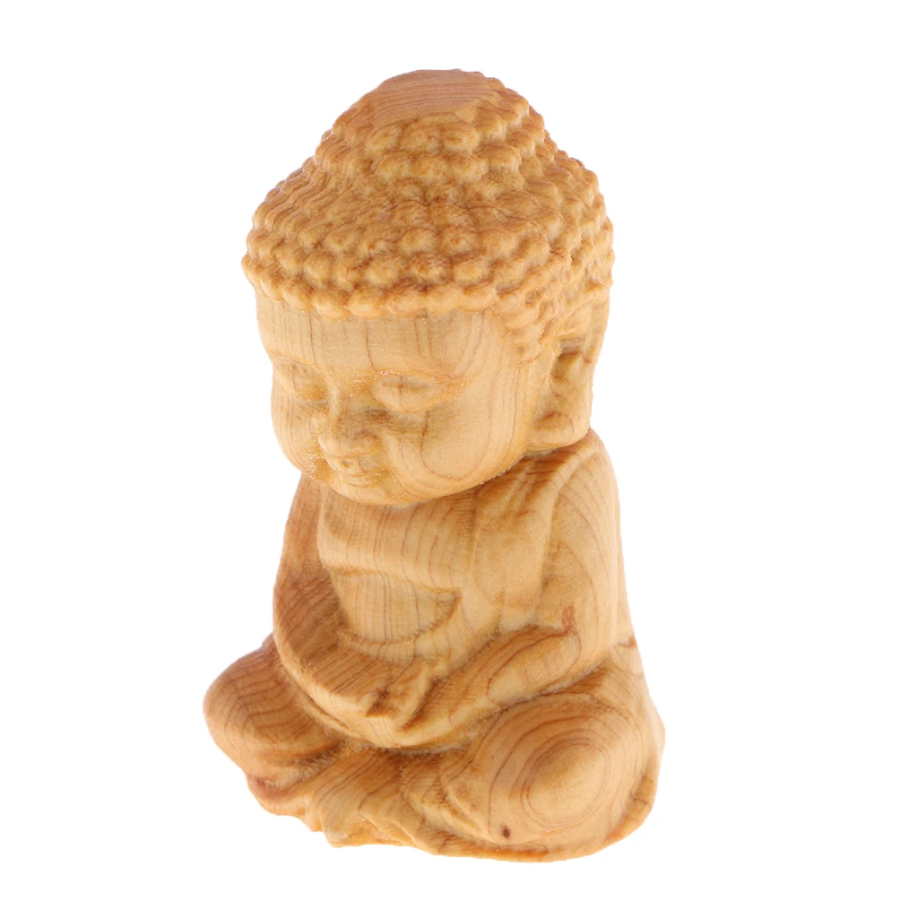 

Mini Exquisite Wooden Figurines Statue Animal Buddha Model Figurine Collectable Desktop Home Ornament Fairy Garden Crafts
