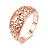 vintage hollow pattern flower rings romantic rose gold cute finger ring band elegant party bridal ring jewelry gifts for women