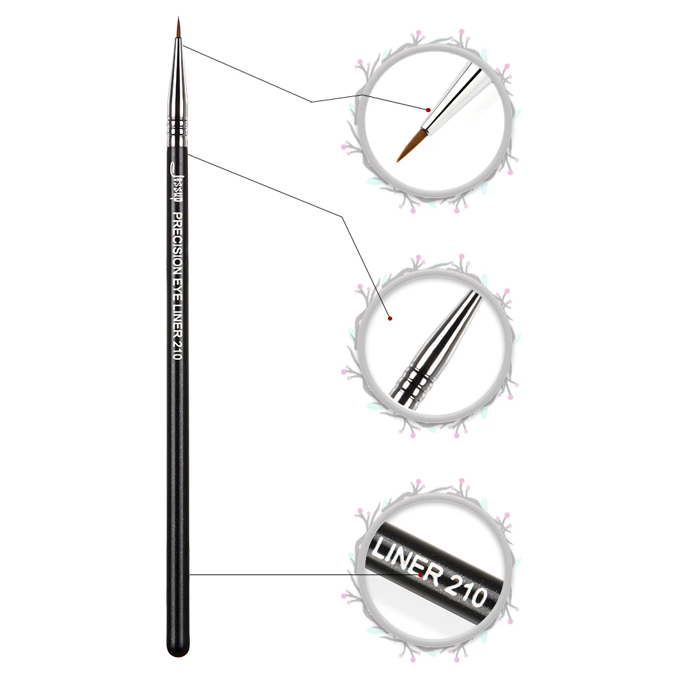 Jessup Black/Silver Eyeliner Brush: Precision Makeup Tool with Thin Professional Synthetic Hair image 4