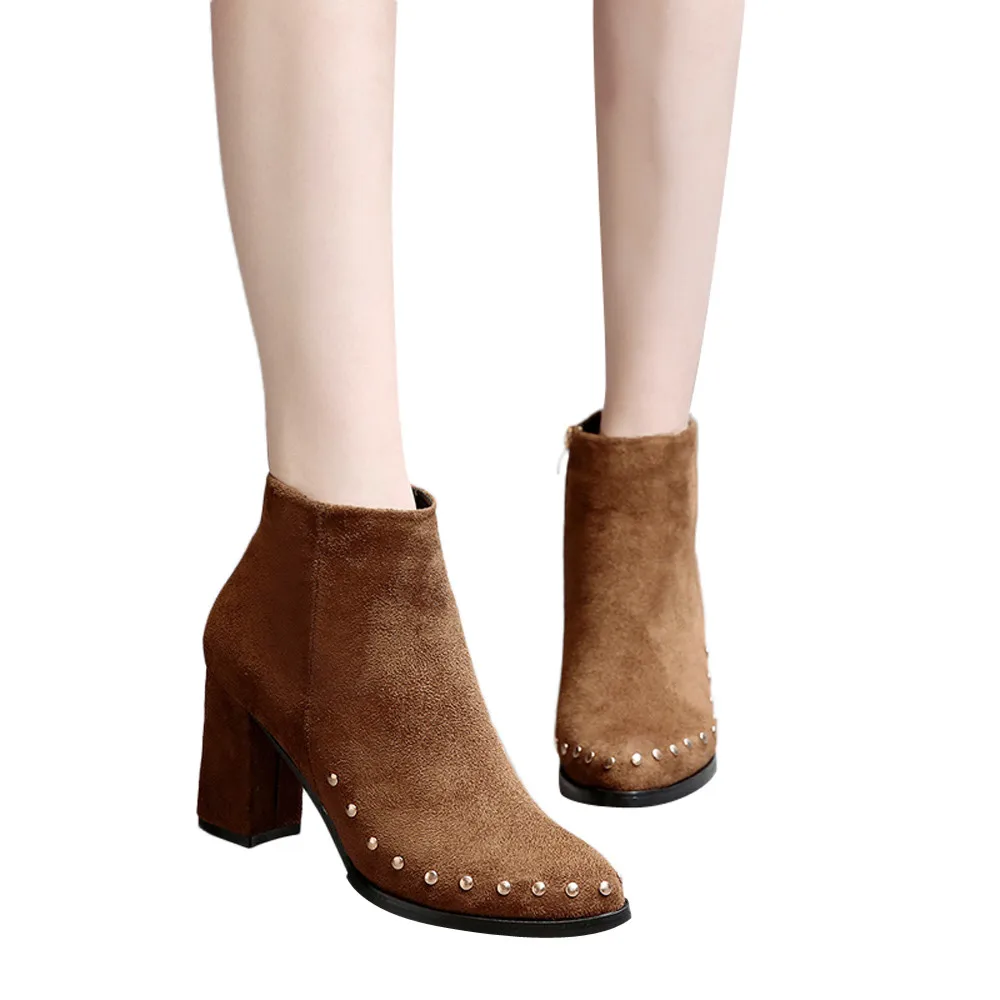 Женские ботинки с острым носком в стиле панк повседневные Винтажные из флока на