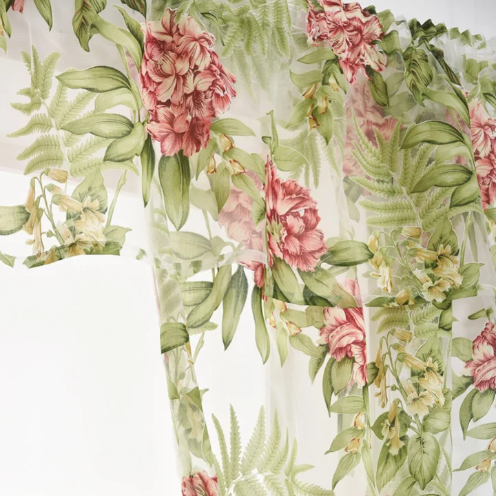 

FieldCricket Flowers Tulle For Kitchen Living Room Bedroom Sheer Curtains Home Decoration Window Treatments Voile Panel Drapes