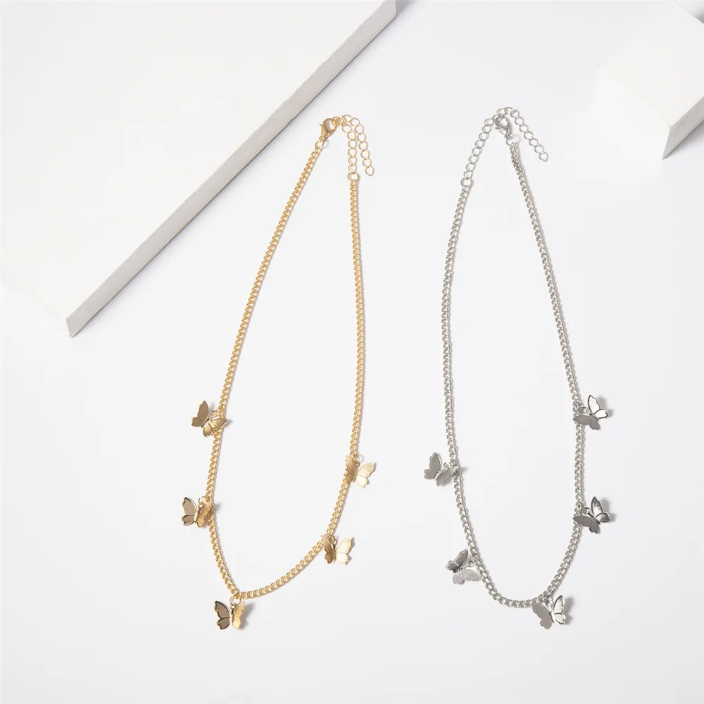 Простой стиль бабочка кулон ожерелье для женщин животное чокер крошечные