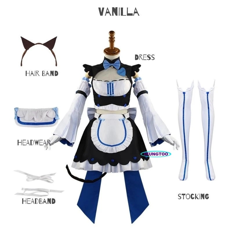 Костюм для косплея NEKOPARA с ванилью Chocola полный комплект фартук горничной платье