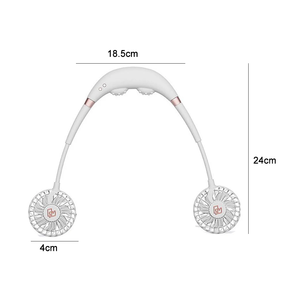 

Portable Summer USB Rechargeable Neckband Massage LED Cooling Fan Cooler Massage Function with Colorful LED Aromas Function