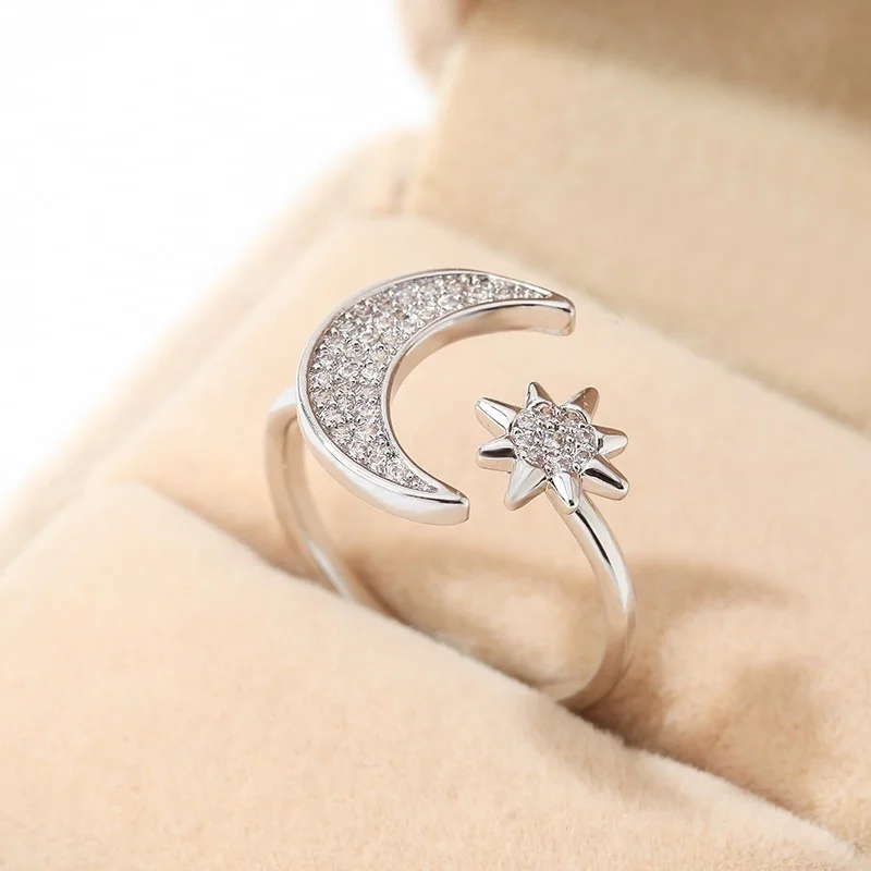 

Moon and Sun Ring Open Personality Party Banquet Ring Birthday Holiday Gift moon of my life rings for women