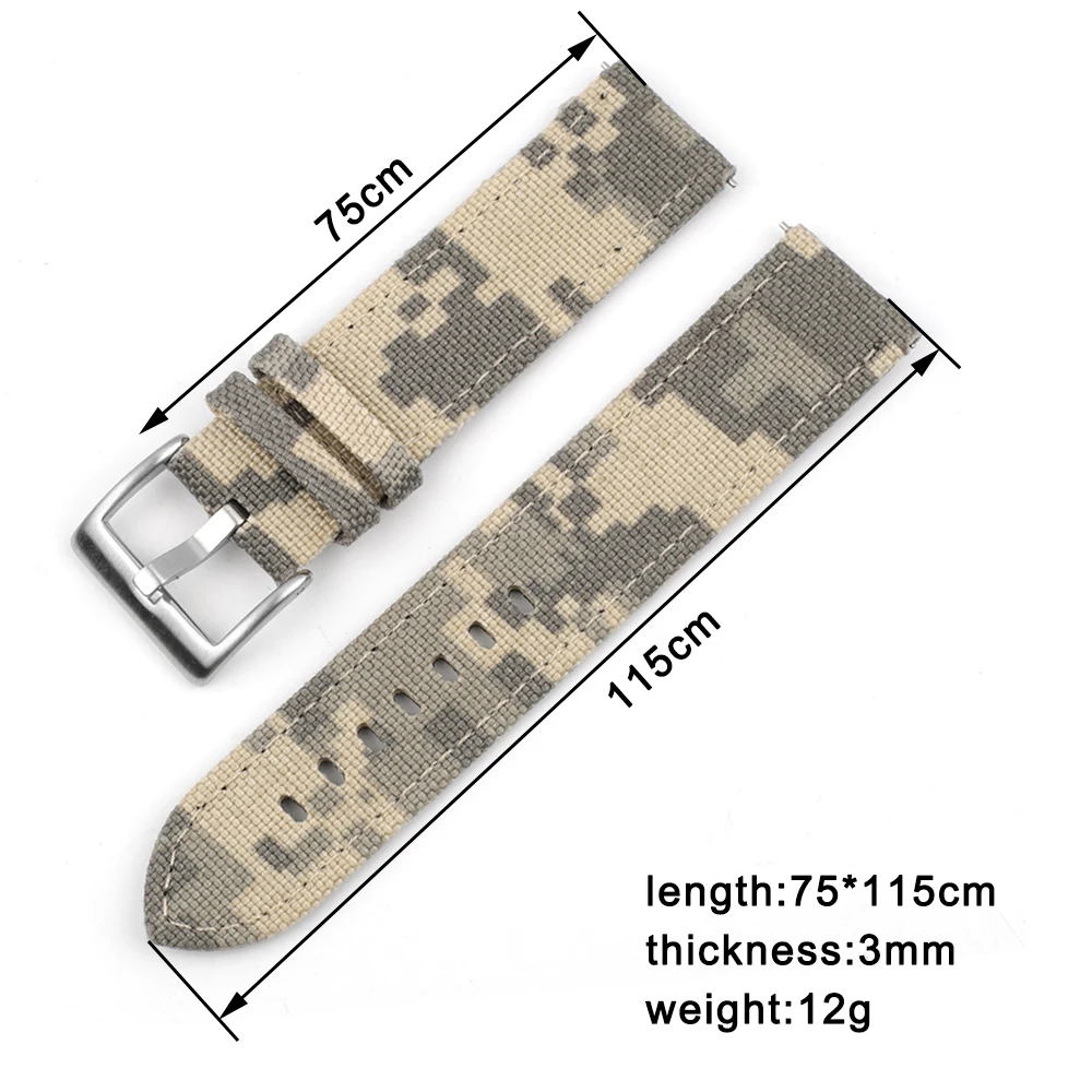 Military Camouflage Canvas Watch Band 20 22mm Army Waterproof Watch Strap For Seiko/Tudor Diver's Watches Belt