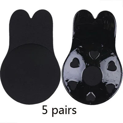 5 pairs black Jerrinut,, 3 пары, 5 пар, 10 пар, бюстгальтер без бретелек, многоразовый, для женщин, подтягивающий соски, невидимый, клейкий бюстгальтер, пуш-ап, силиконовый бюстгальтер - Цвет: 5 pairs black