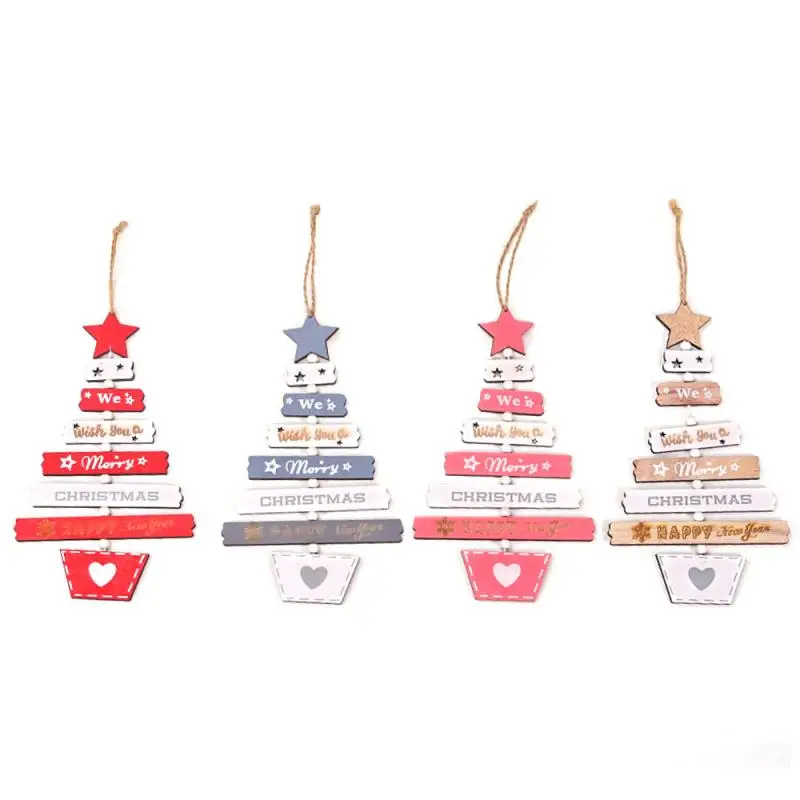 

Christmas Drop Ornament Festival Christmas Tree Wooden Pendant Multicolor Decoration For Home Party Small Gift 2021 New Year