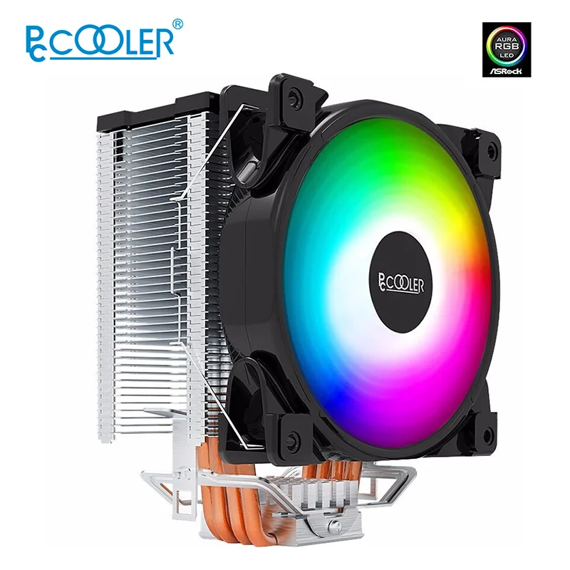 

PCCooler CPU Cooler RGB PWM Fan 120mm 4 Heat Pipes PC Cooler For LGA 2011 2066 AM4 1150 1151 1155 1156 Processor Cooler RGB