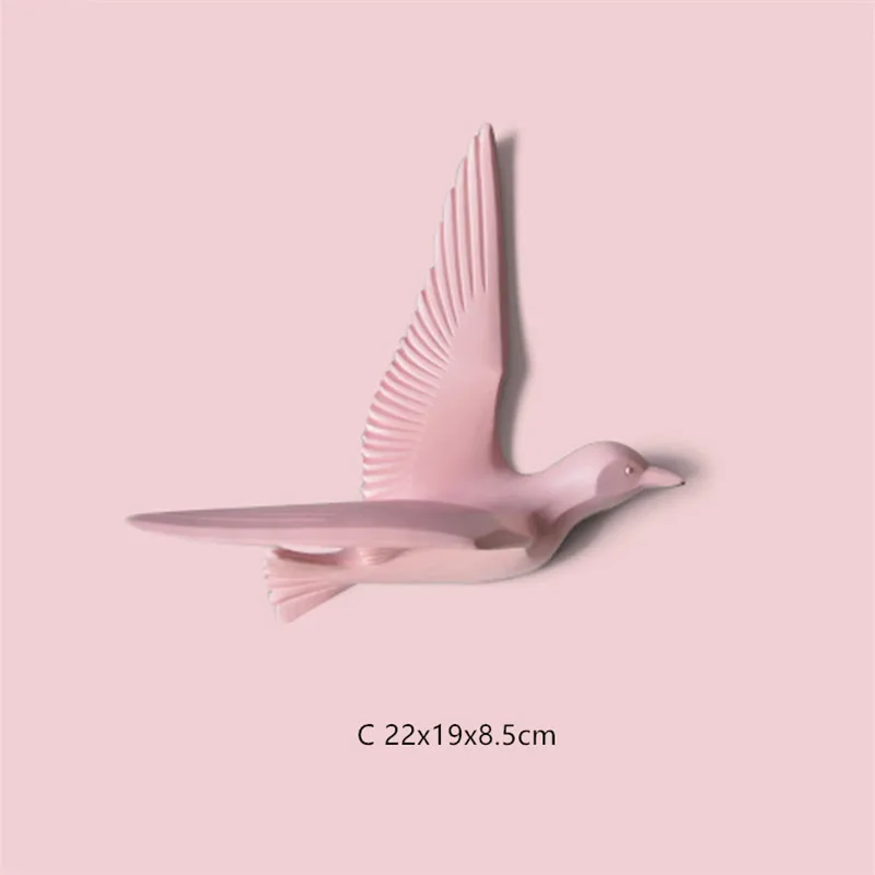 Pink C Европейский Креативный резиновый Настенный 3D орнамент в виде чайки, птицы, Настенная Наклейка для гостиной, телевизора, фоновое украшение, подвеска в виде животного - Цвет: Pink C