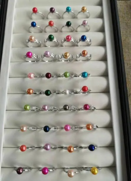 Кольца с жемчугом 925 SS серебряные кольца пресноводным регулируемый размер