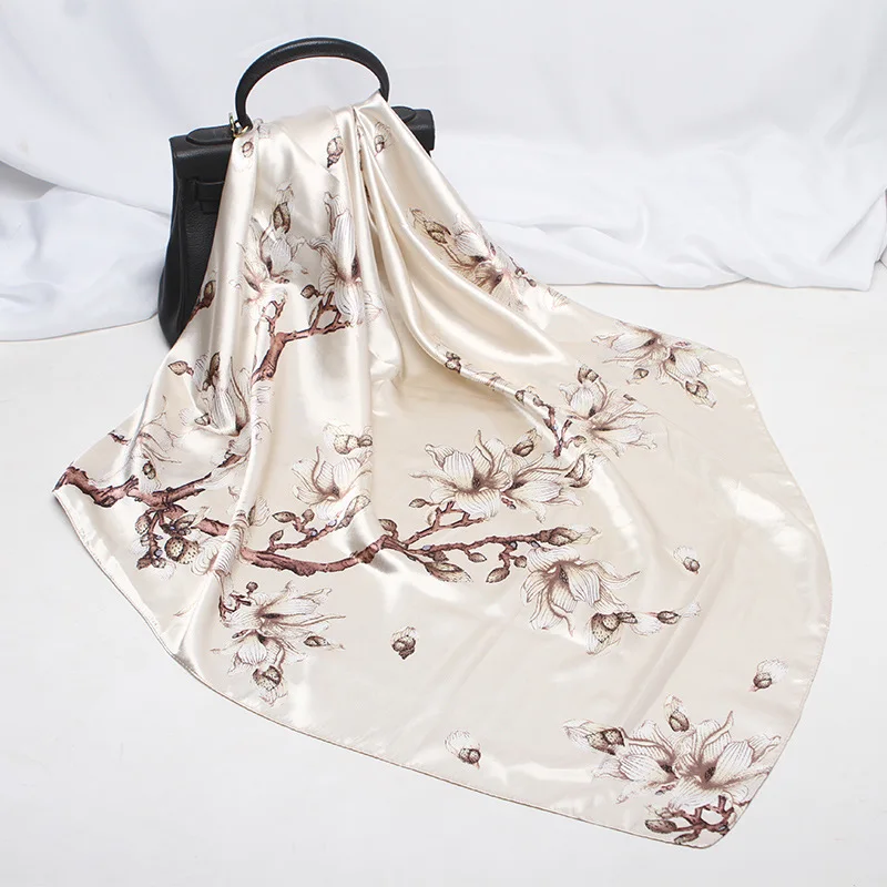 Новинка 2020 шелковый шарф магнолии с принтом 90 квадратных полотенец весенний