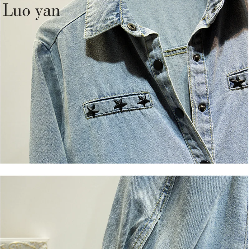 Женское джинсовое платье до колен элегантное Свободное с аппликацией в виде