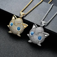 1 new fashion hip hop bling custom funny cartoon real copper jewelry micro pave aaa cz pokemon pendant necklace for women gift