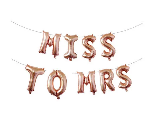1set Miss to mrs 1 комплект 16 дюймов розовое золото буквы "Bride to be" воздушных шаров в форме сердца воздушные шары из фольги курица декорации на свадьбу, вечеринку принадлежности для вечеринки-девичника - Цвет: 1set Miss to mrs
