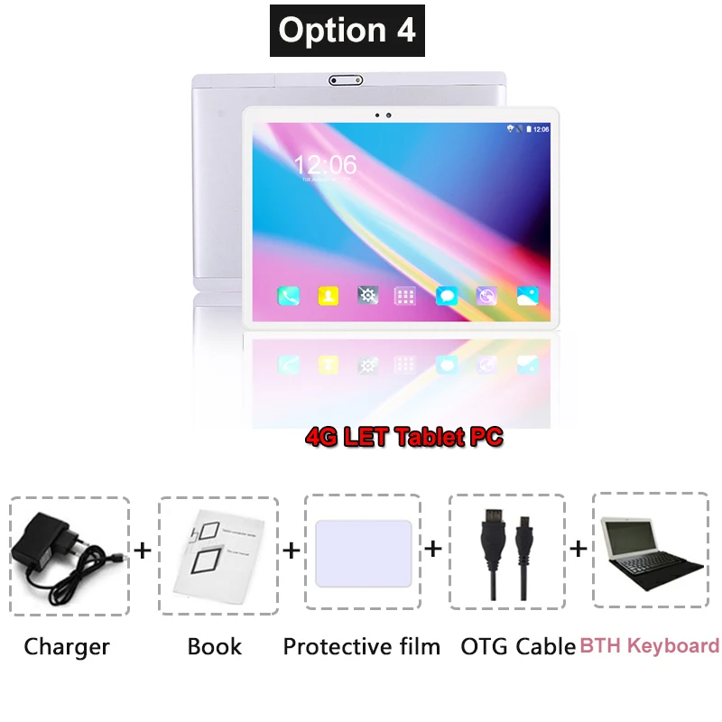 Bundle 4 Android 9,0 планшетный ПК 10 дюймов ram 6GB rom 128GB 10 core 1920*1200 ips 2.5D закаленный экран 4G Телефонный звонок 5G планшеты с модулем Wi-Fi 10,1” - Bundle: Bundle 4