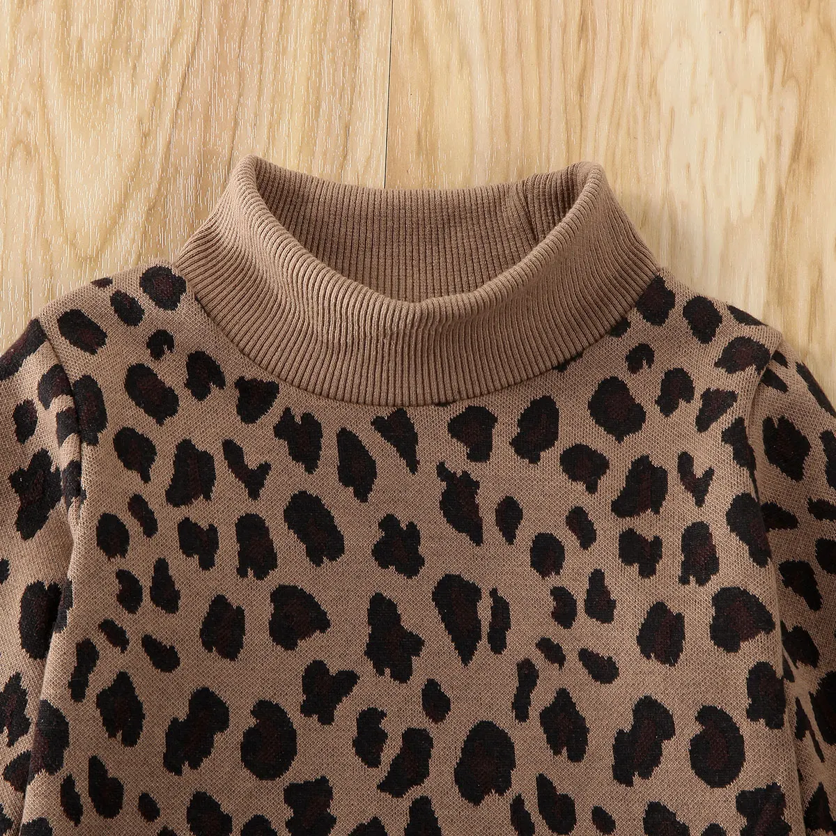 Baby Spring Autumn Clothing Toddler Baby Kid Girl Turtleneck Leopard Sweatshirt Top PU Skirt 2Pcs Fashion Outfits Sets 1-5T