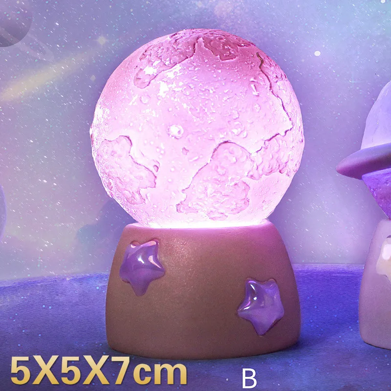 Planet Pink Ночной светильник LEDIARY Animal Astronaut, собака, кошка, медведь, украшения, светильник для животных, настольная лампа, теплый белый декор из смолы, светильник ing - Испускаемый цвет: Planet Pink
